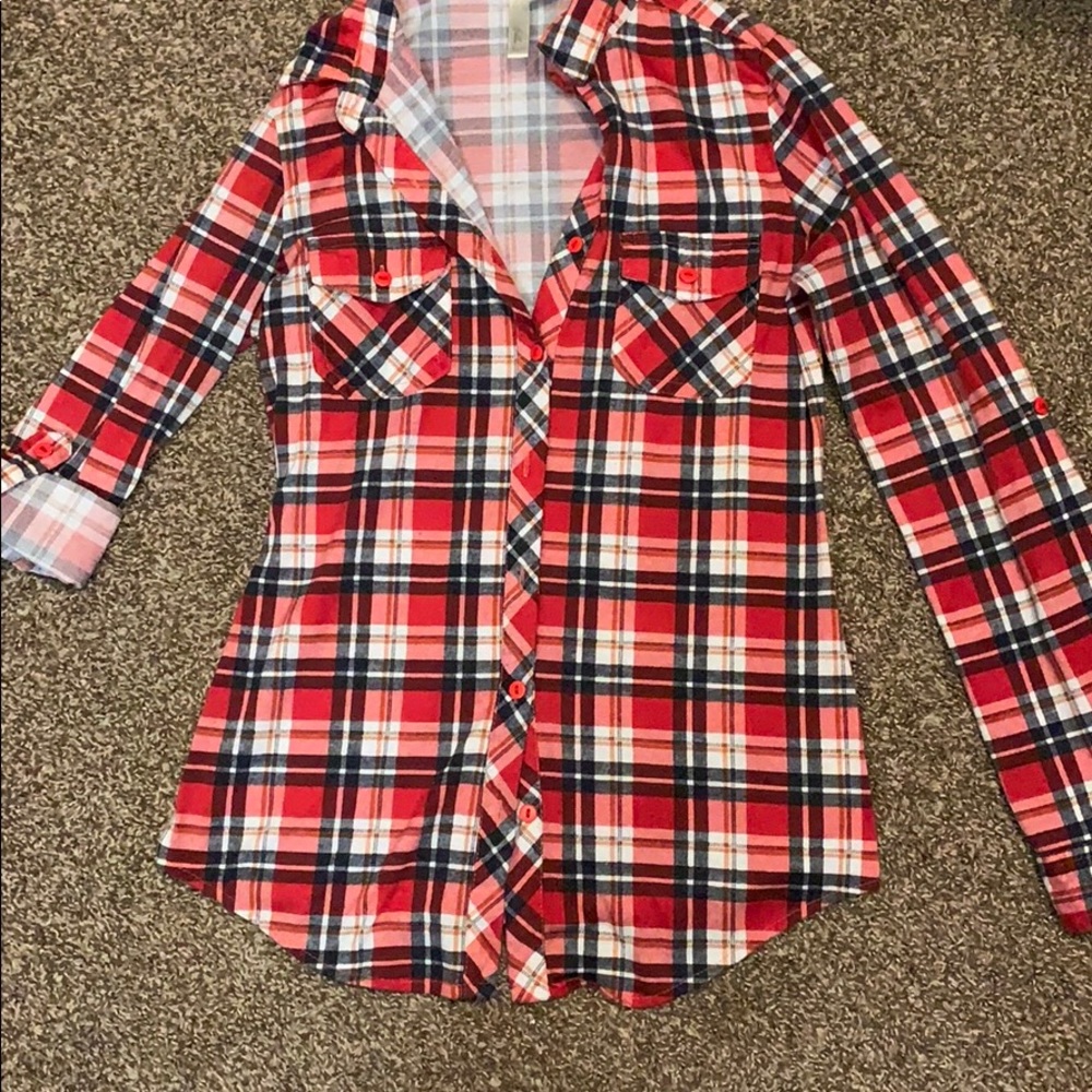 Red Flannel with Cuff Slevees